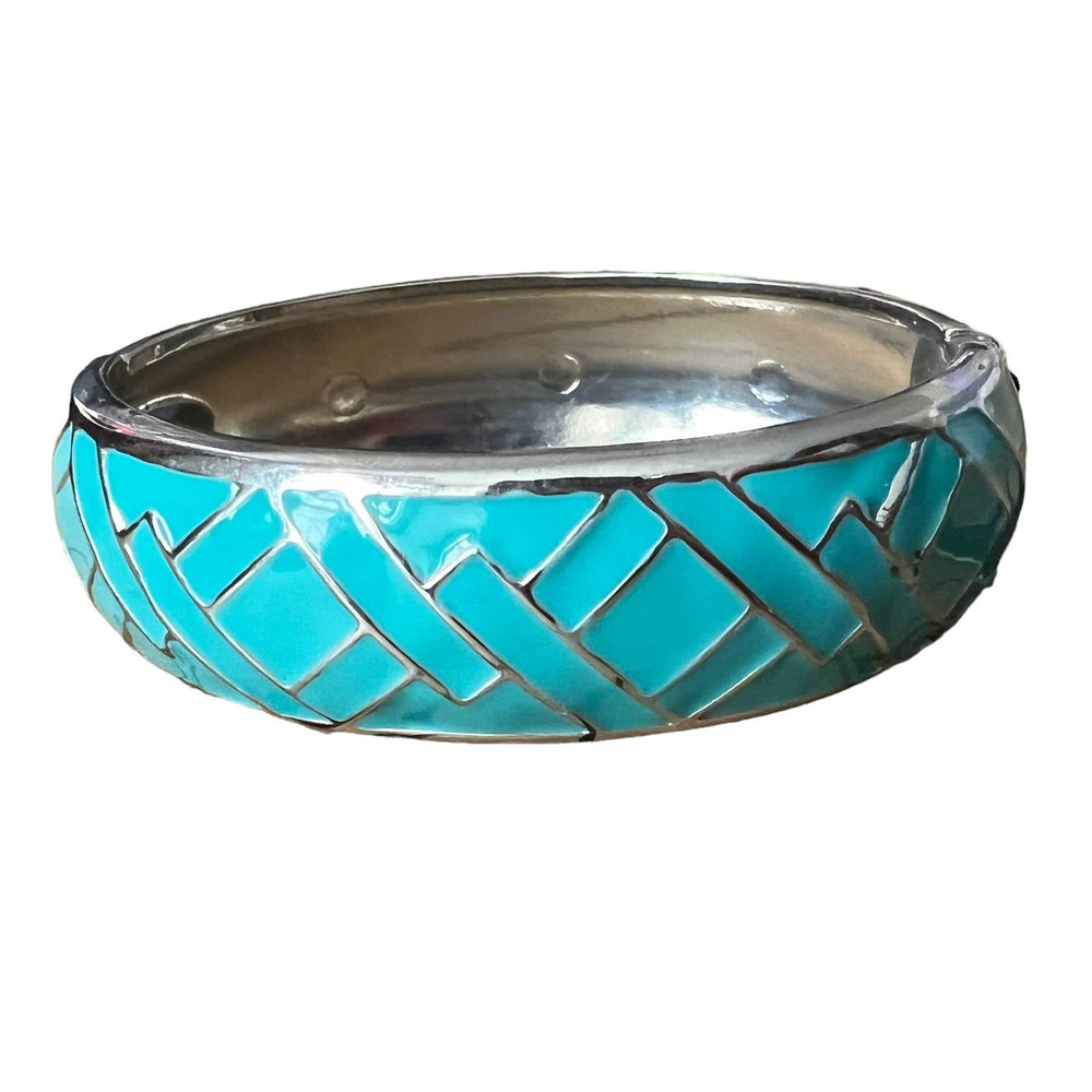 New The Limited Blue and Silver Enamel Bangle Bracelet